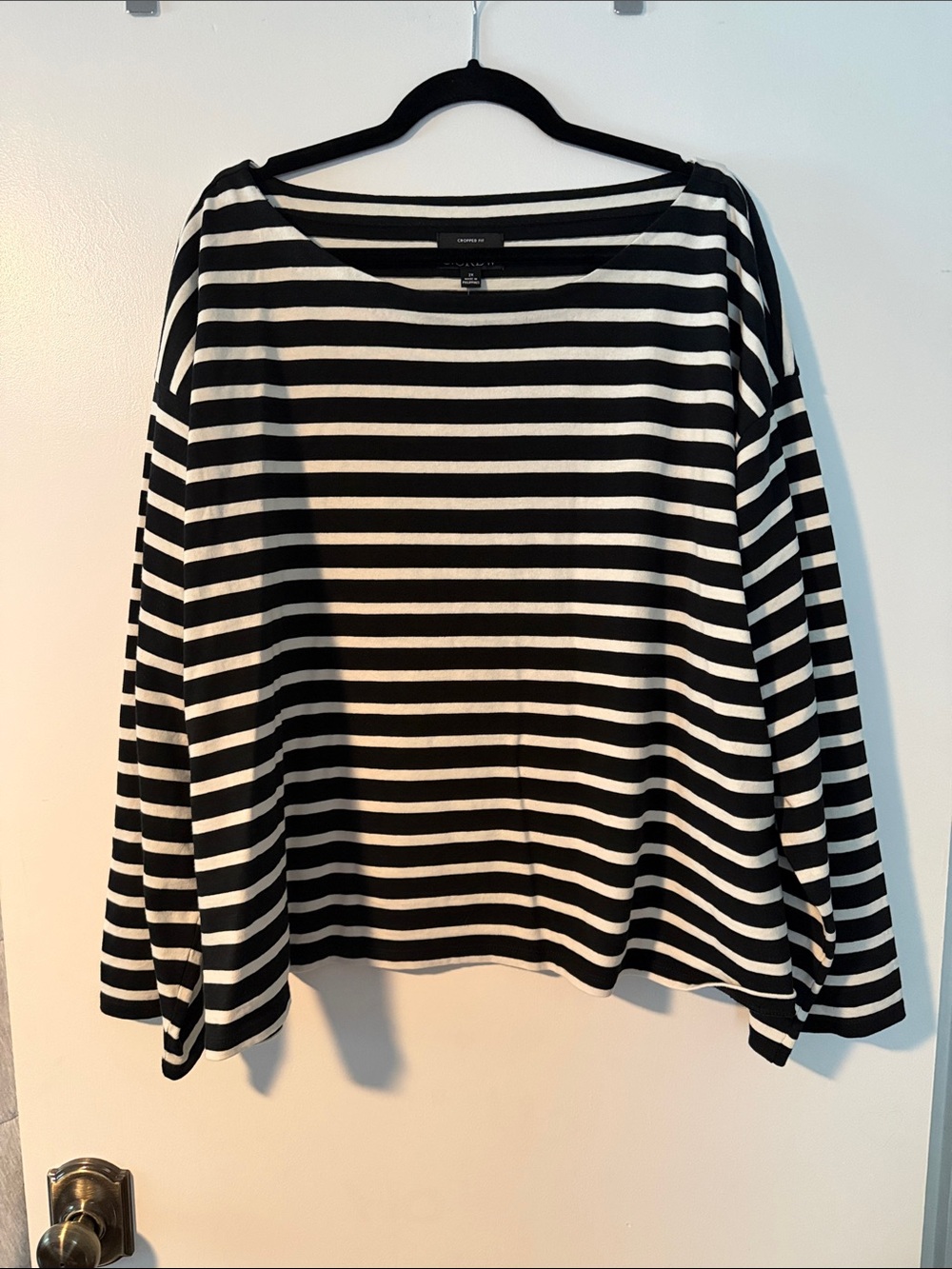 J. Crew Black and White Striped Long-Sleeve Tee